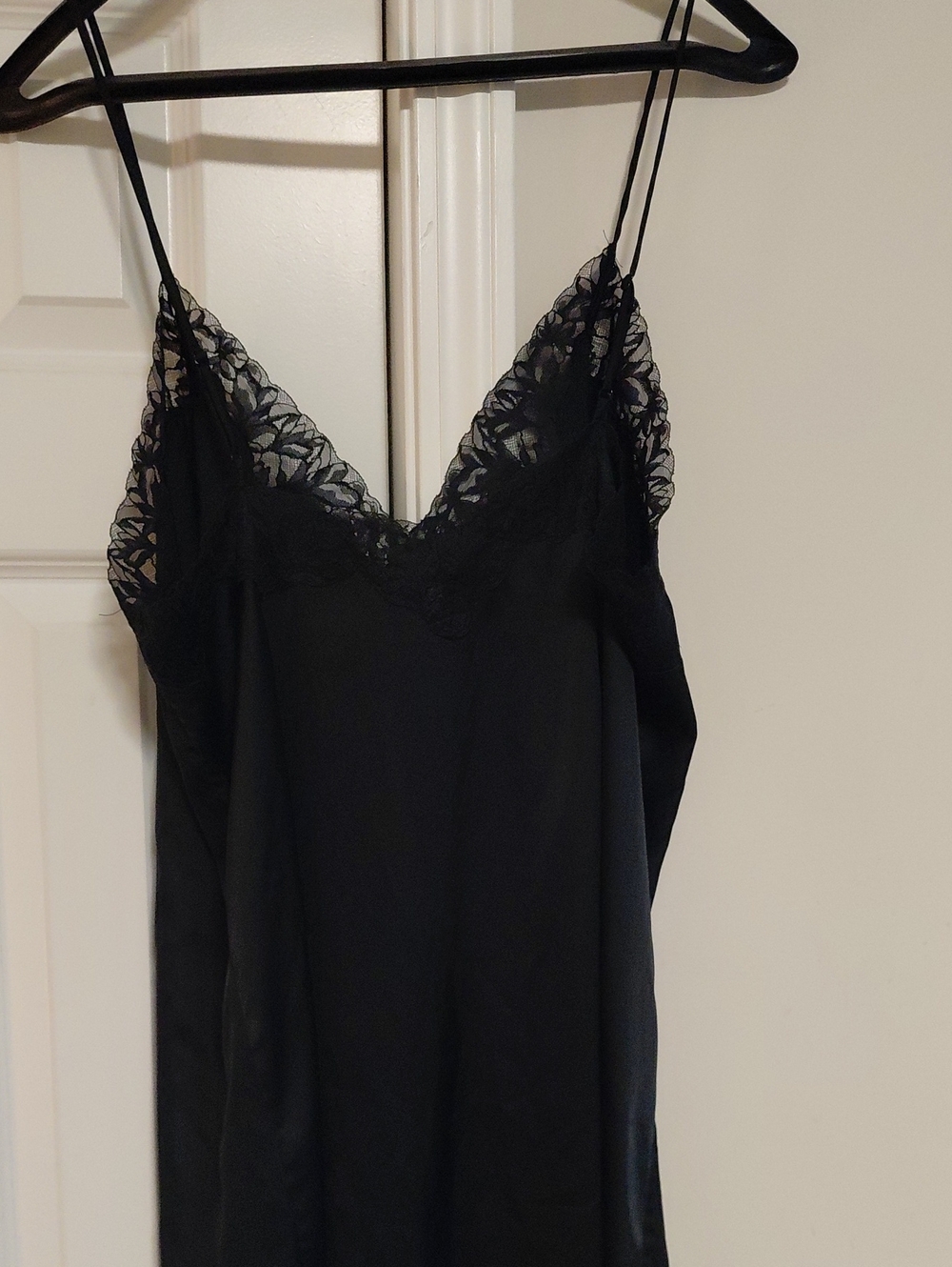 Black Lace Trim Satin Chemise - Women Intimates - Picture 5 of 5